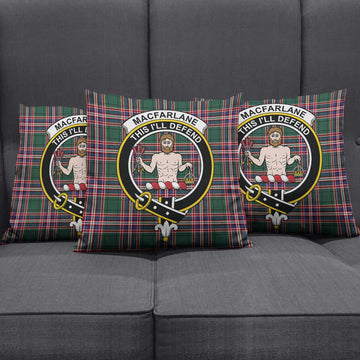 MacFarlane Hunting Modern Tartan Pillow Cover with Family Crest