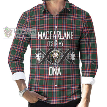 MacFarlane Hunting Modern Tartan Long Sleeve Button Shirt with Family Crest DNA In Me Style