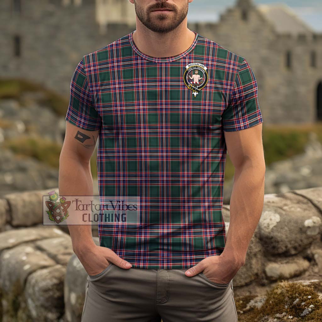 Tartan Vibes Clothing MacFarlane Hunting Modern Tartan Cotton T-Shirt with Family Crest