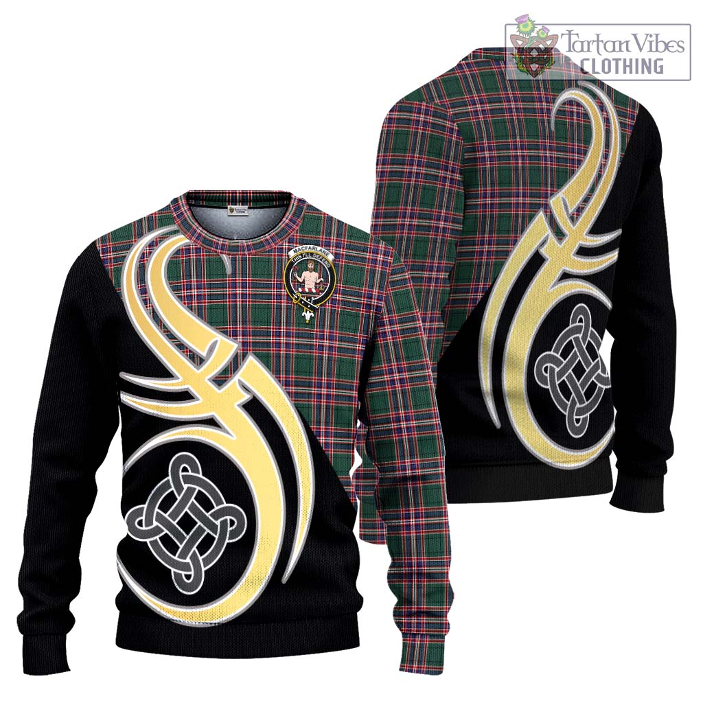 MacFarlane Hunting Modern Tartan Knitted Sweater with Family Crest and Celtic Symbol Style Unisex - Tartan Vibes Clothing