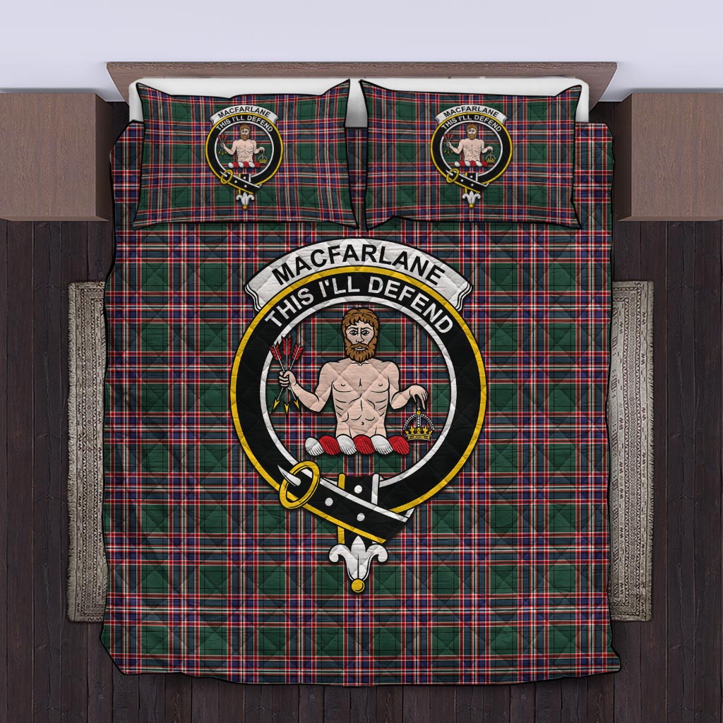 MacFarlane Hunting Modern Tartan Quilt Bed Set with Family Crest Twin - Tartanvibesclothing