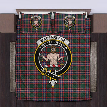 MacFarlane Hunting Modern Tartan Quilt Bed Set with Family Crest