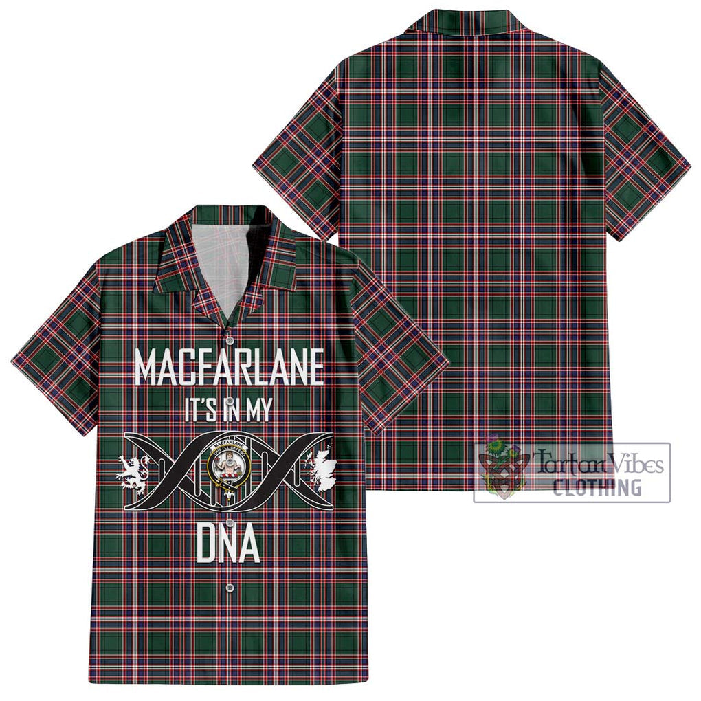 MacFarlane Hunting Modern Tartan Short Sleeve Button Shirt with Family Crest DNA In Me Style Kid - Tartanvibesclothing Shop