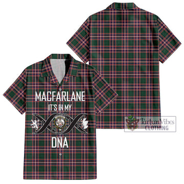 MacFarlane Hunting Modern Tartan Short Sleeve Button Shirt with Family Crest DNA In Me Style