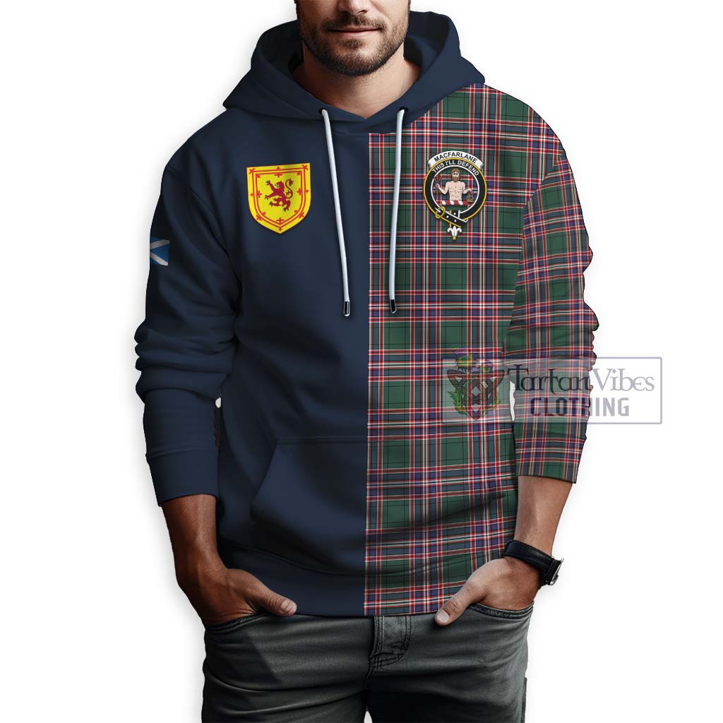 Tartan Vibes Clothing MacFarlane Hunting Modern Tartan Hoodie with Scottish Lion Royal Arm Half Style