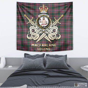 MacFarlane Hunting Modern Tartan Tapestry with Clan Crest and the Golden Sword of Courageous Legacy