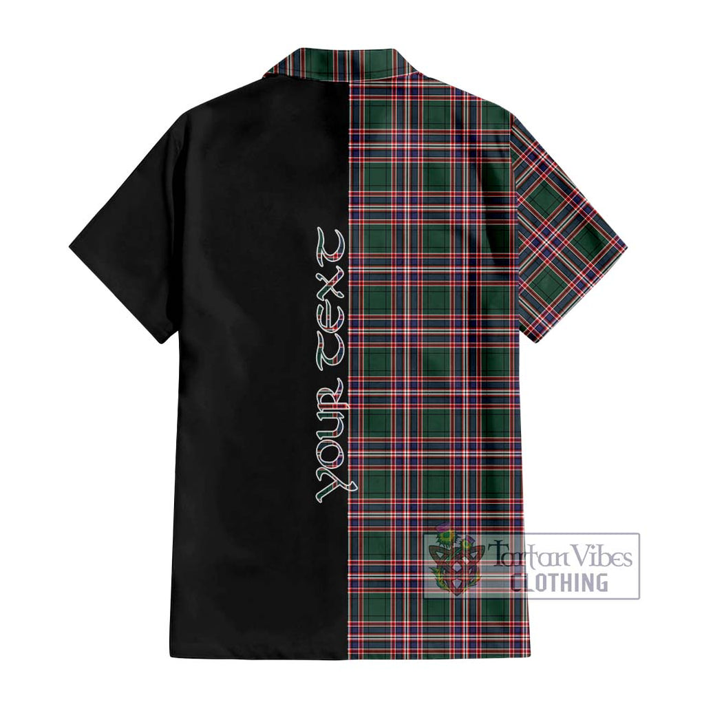 MacFarlane Hunting Modern Tartan Short Sleeve Button Shirt with Family Crest and Half Of Me Style - Tartanvibesclothing Shop