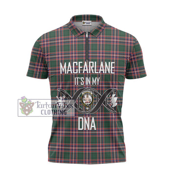 MacFarlane Hunting Modern Tartan Zipper Polo Shirt with Family Crest DNA In Me Style