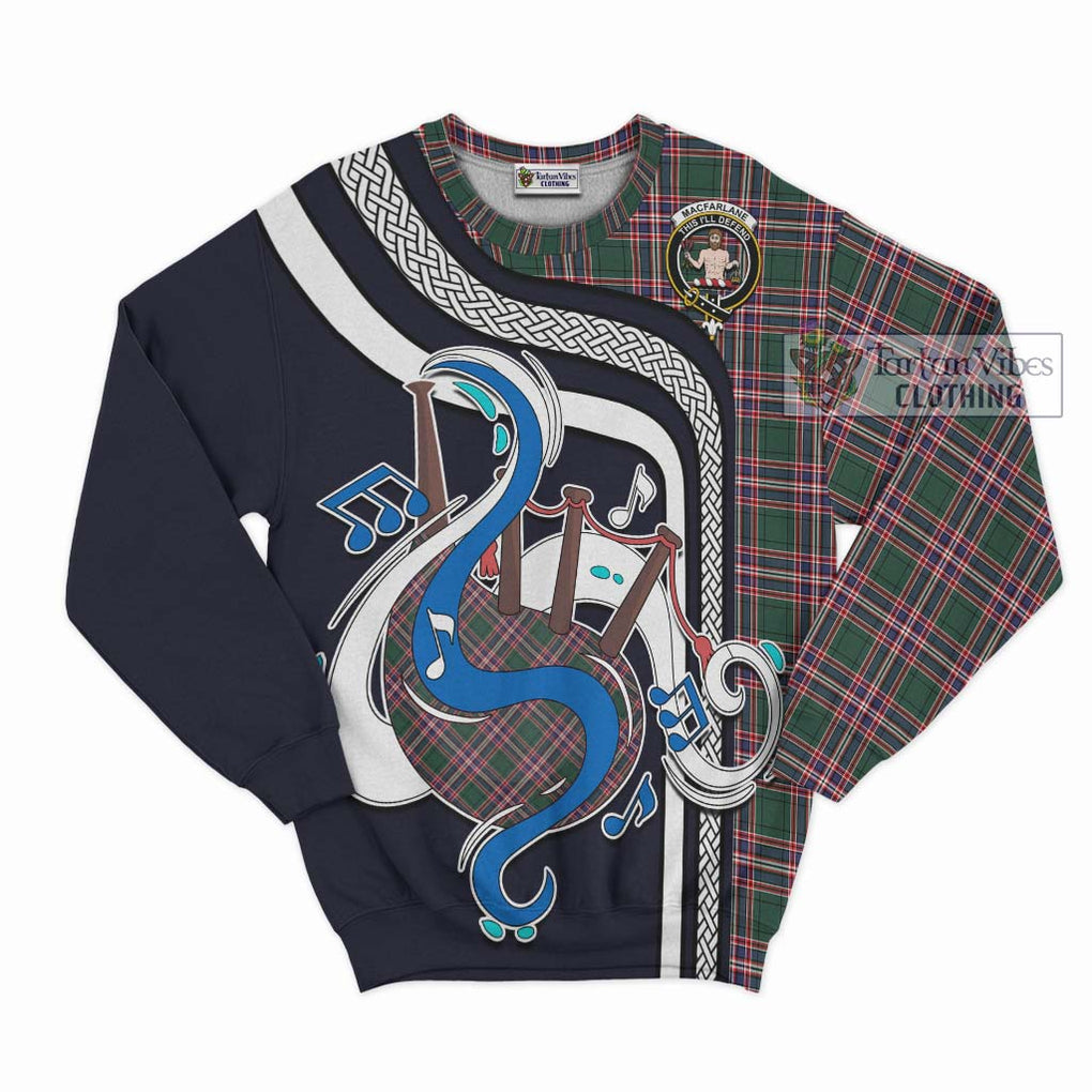 Tartan Vibes Clothing MacFarlane Hunting Modern Tartan Sweatshirt with Epic Bagpipe Style