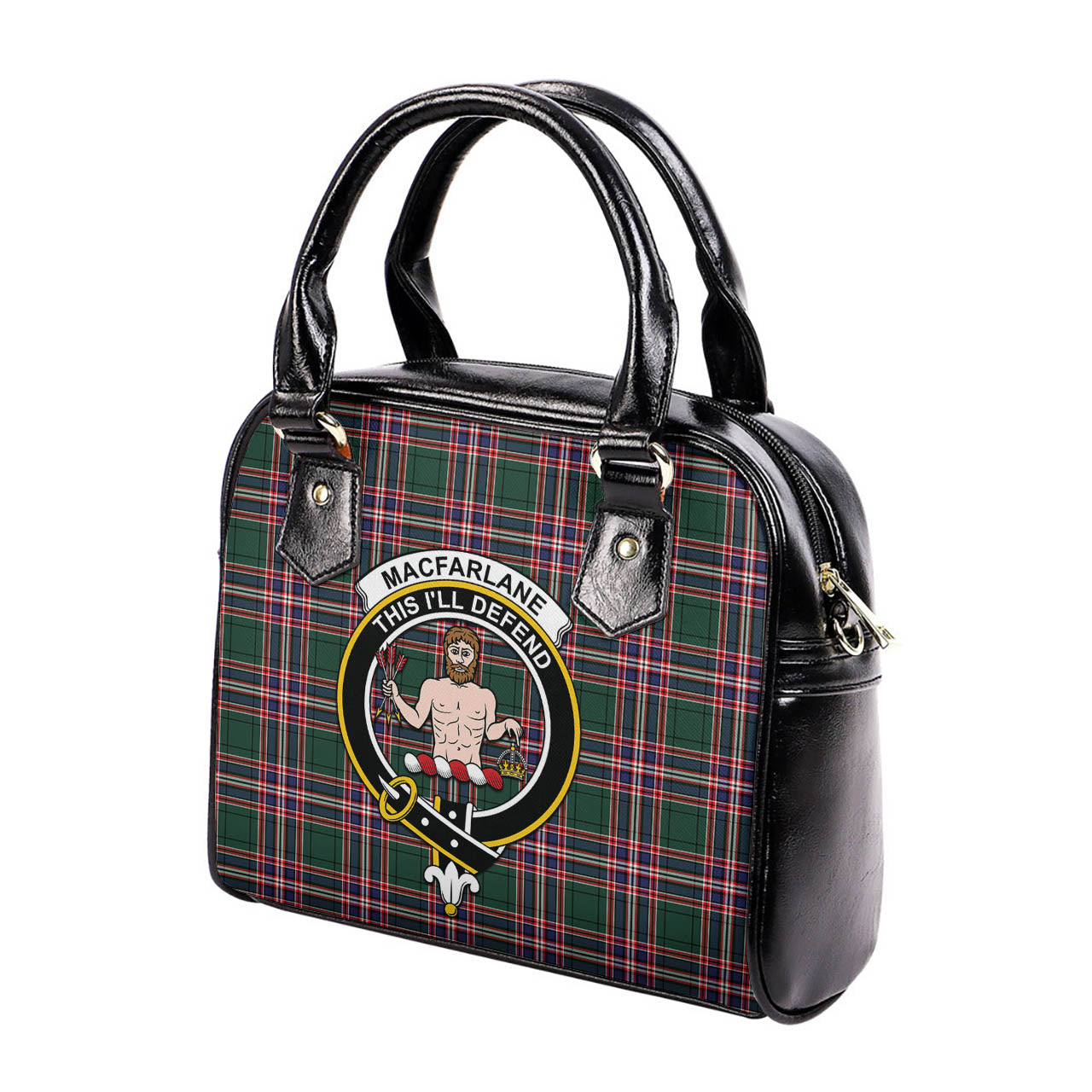 MacFarlane Hunting Modern Tartan Shoulder Handbags with Family Crest - Tartanvibesclothing