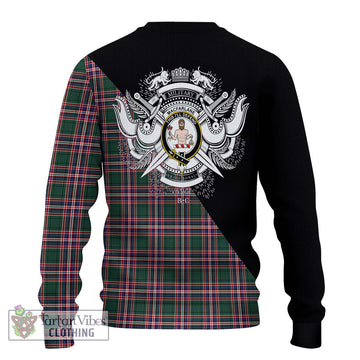 MacFarlane Hunting Modern Tartan Ugly Sweater with Family Crest and Military Logo Style