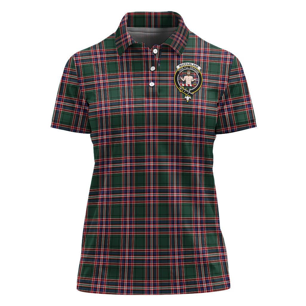 MacFarlane Hunting Modern Tartan Polo Shirt with Family Crest For Women - Tartan Vibes Clothing