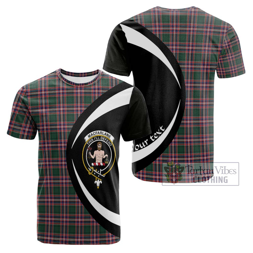 Tartan Vibes Clothing MacFarlane Hunting Modern Tartan Cotton T-shirt with Family Crest Circle Style