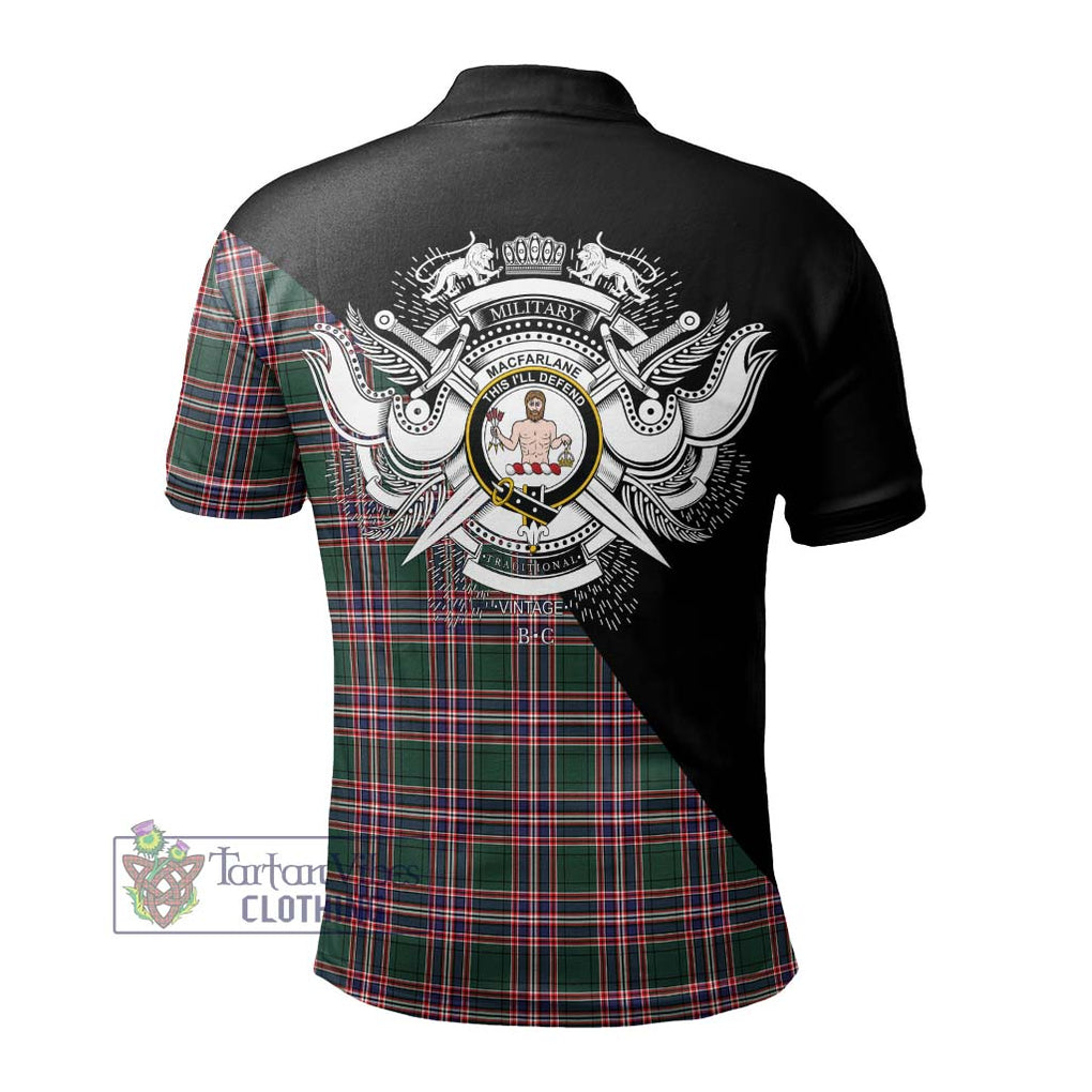 MacFarlane Hunting Modern Tartan Polo Shirt with Family Crest and Military Logo Style - Tartanvibesclothing Shop