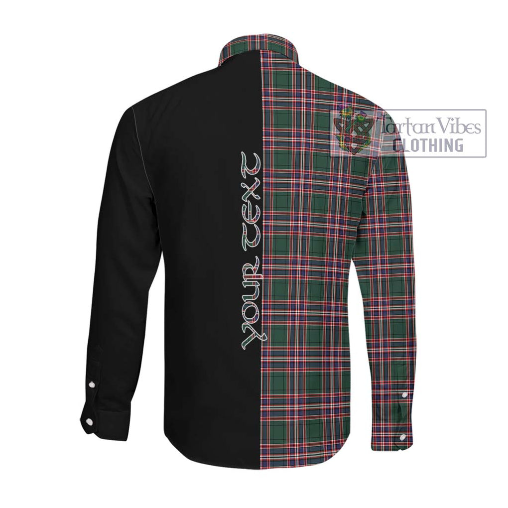 MacFarlane Hunting Modern Tartan Long Sleeve Button Shirt with Family Crest and Half Of Me Style Men's Shirt - Tartanvibesclothing Shop