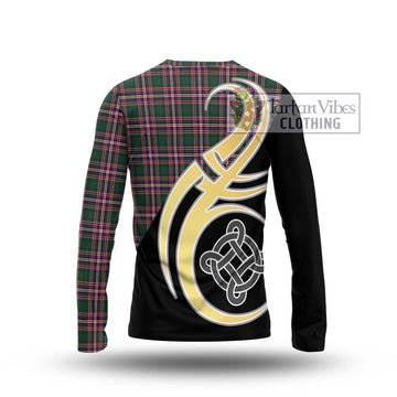 MacFarlane Hunting Modern Tartan Long Sleeve T-Shirt with Family Crest and Celtic Symbol Style