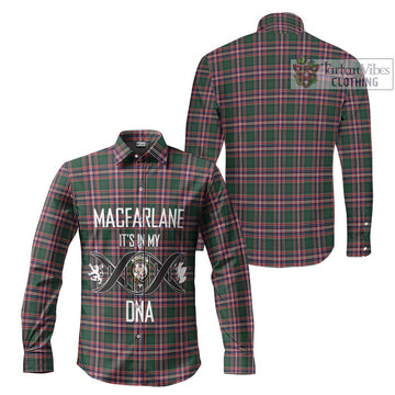 MacFarlane Hunting Modern Tartan Long Sleeve Button Shirt with Family Crest DNA In Me Style