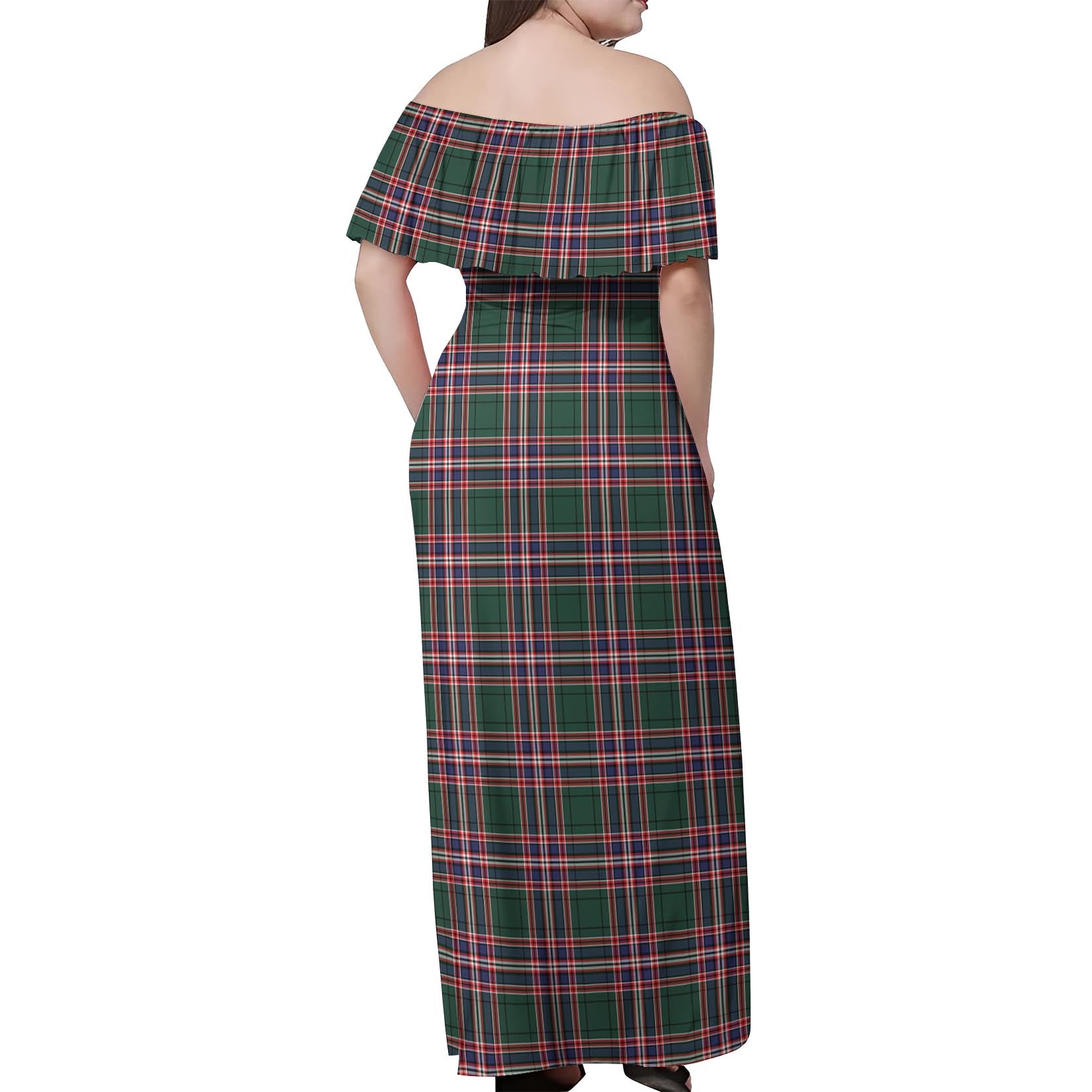 MacFarlane Hunting Modern Tartan Off Shoulder Long Dress - Tartanvibesclothing