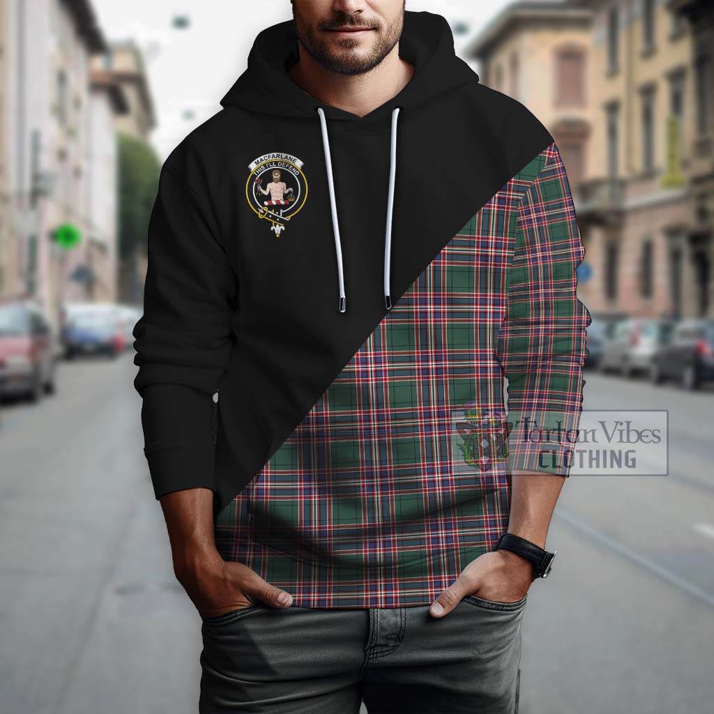 Tartan Vibes Clothing MacFarlane Hunting Modern Tartan Hoodie with Family Crest and Military Logo Style