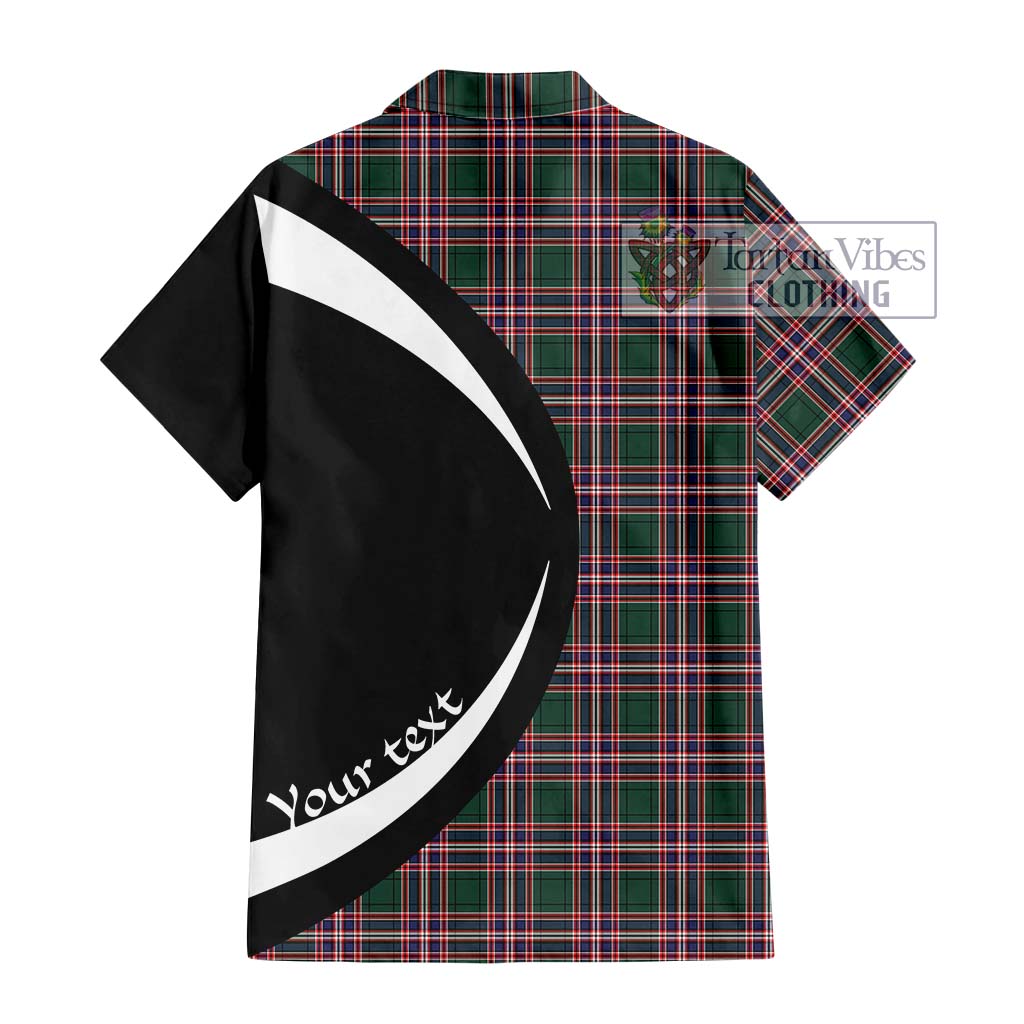 MacFarlane Hunting Modern Tartan Short Sleeve Button Up with Family Crest Circle Style - Tartan Vibes Clothing