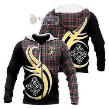 MacFarlane Hunting Modern Tartan Knitted Hoodie with Family Crest and Celtic Symbol Style