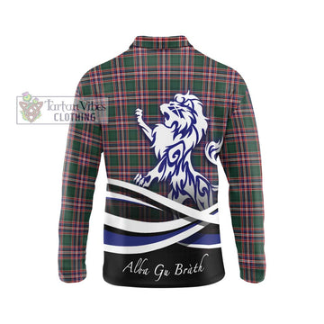 MacFarlane Hunting Modern Tartan Long Sleeve Polo Shirt with Alba Gu Brath Regal Lion Emblem