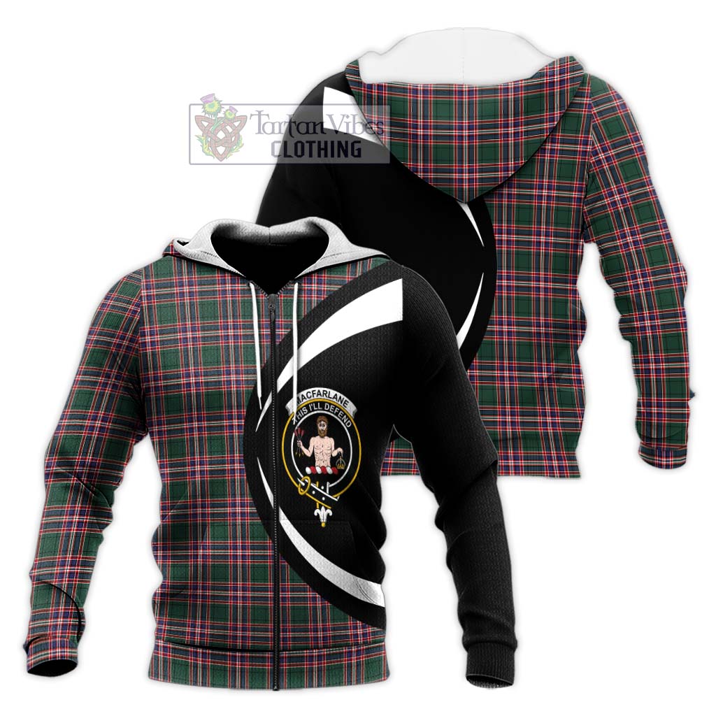 MacFarlane Hunting Modern Tartan Knitted Hoodie with Family Crest Circle Style Unisex Knitted Zip Hoodie - Tartan Vibes Clothing