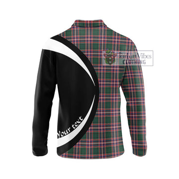 MacFarlane Hunting Modern Tartan Long Sleeve Polo Shirt with Family Crest Circle Style