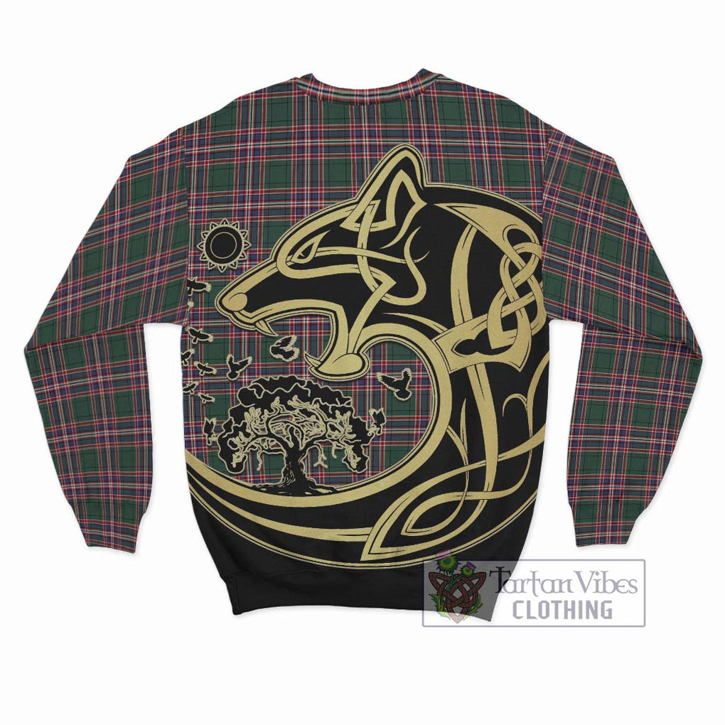 MacFarlane Hunting Modern Tartan Sweatshirt with Family Crest Celtic Wolf Style - Tartan Vibes Clothing