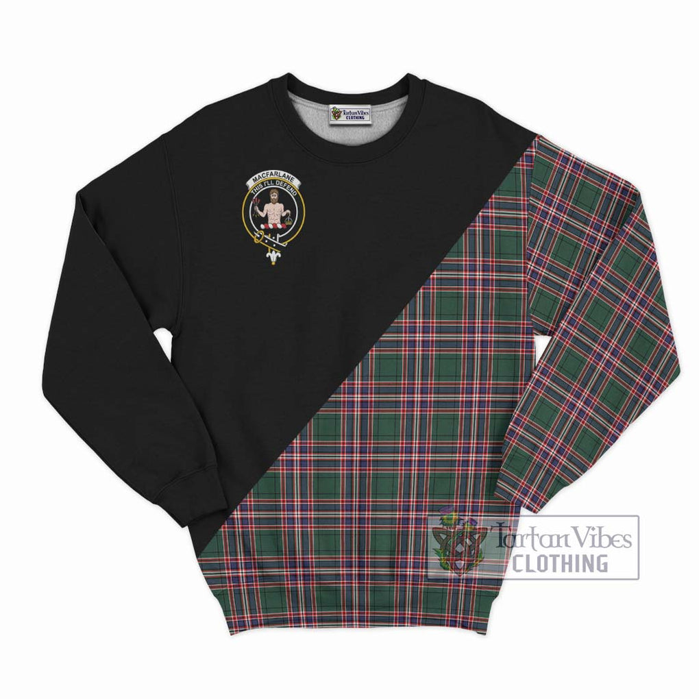 MacFarlane Hunting Modern Tartan Sweatshirt with Family Crest and Military Logo Style - Tartanvibesclothing Shop