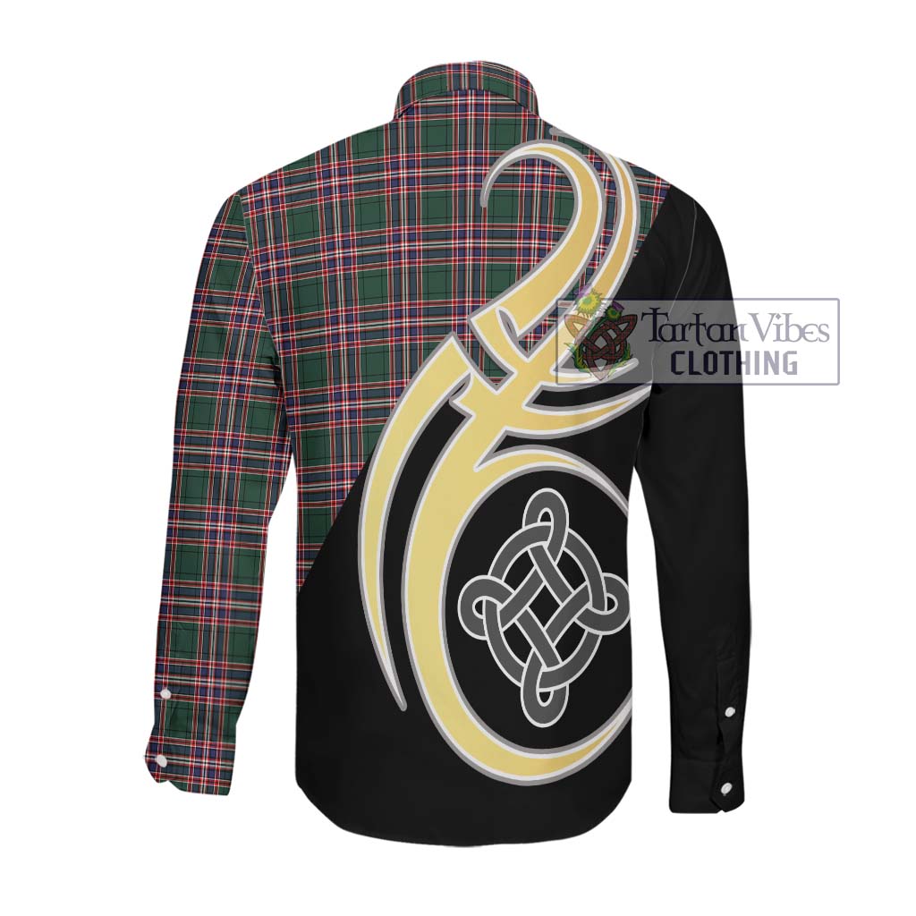 MacFarlane Hunting Modern Tartan Long Sleeve Button Shirt with Family Crest and Celtic Symbol Style Men's Shirt - Tartan Vibes Clothing