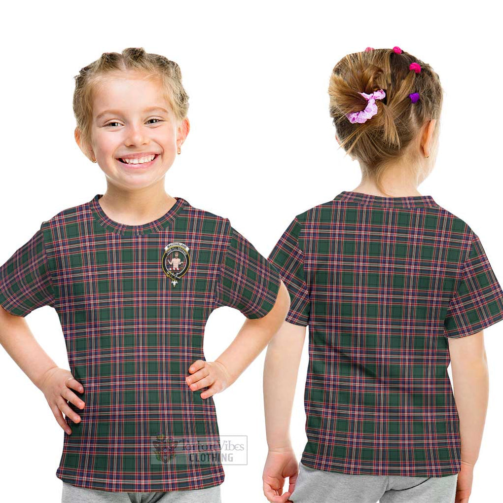 MacFarlane Hunting Modern Tartan Kid T-Shirt with Family Crest - Tartanvibesclothing Shop