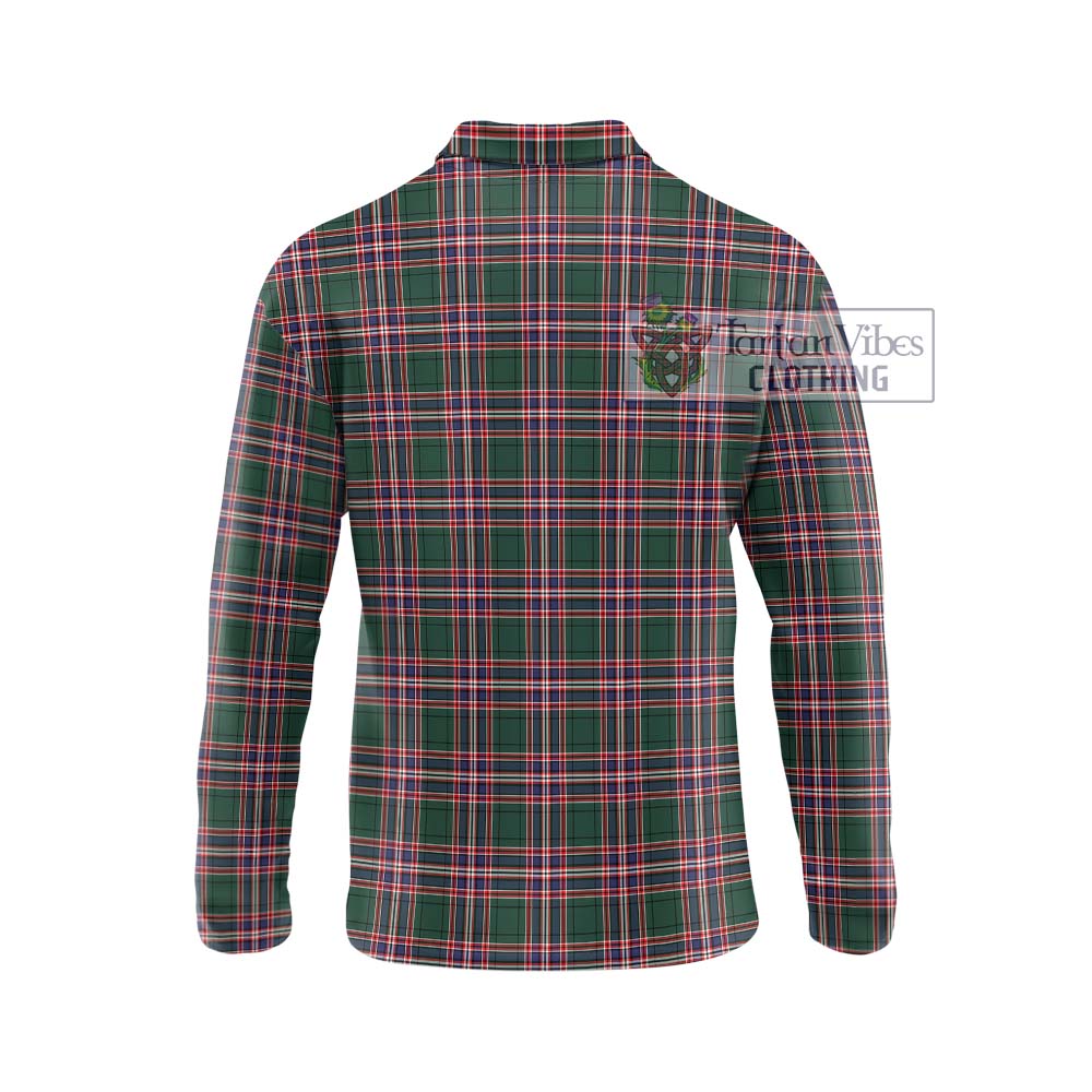 MacFarlane Hunting Modern Tartan Long Sleeve Polo Shirt with Family Crest DNA In Me Style - Tartanvibesclothing Shop