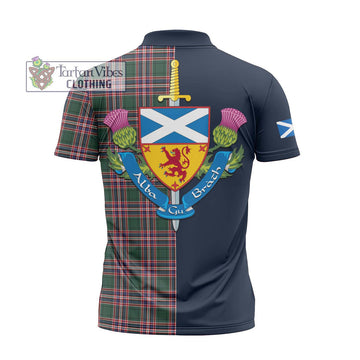 MacFarlane Hunting Modern Tartan Zipper Polo Shirt Alba with Scottish Lion Royal Arm Half Style