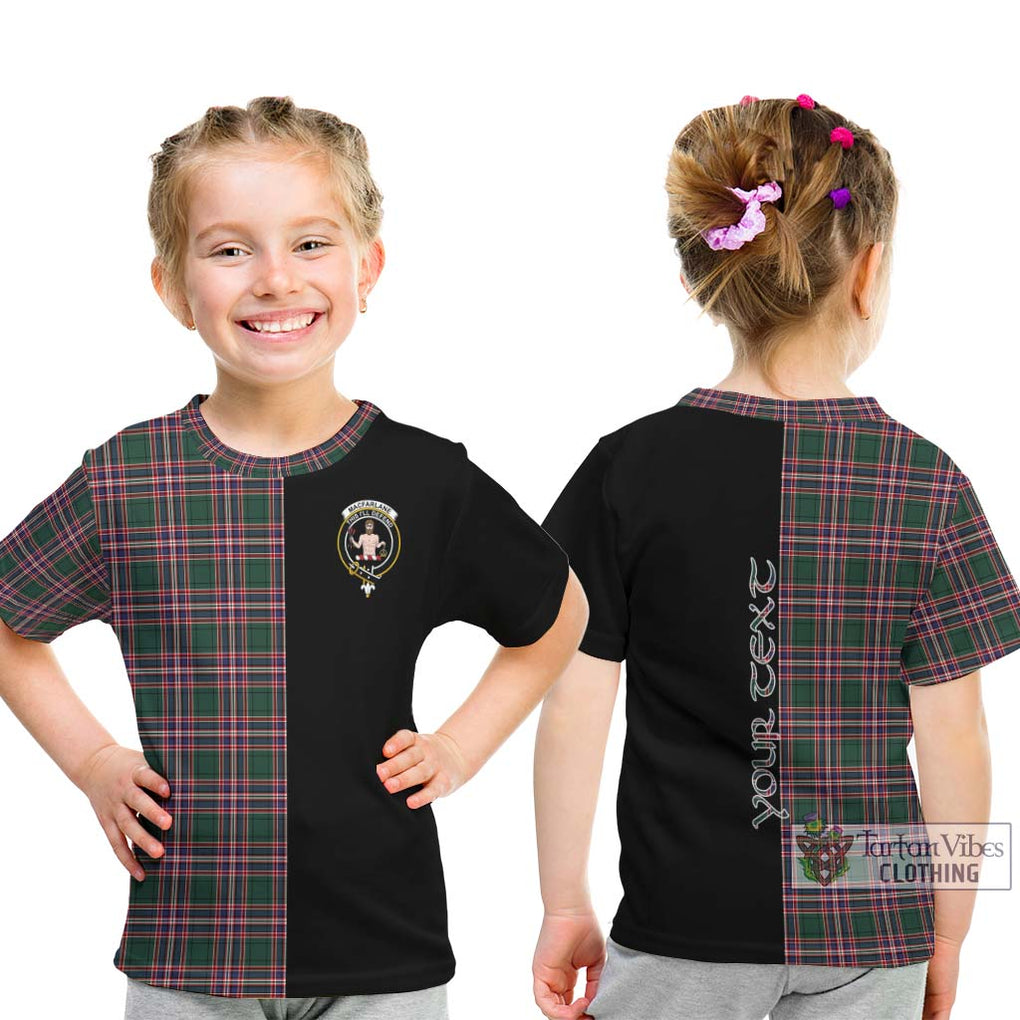 MacFarlane Hunting Modern Tartan Kid T-Shirt with Family Crest and Half Of Me Style - Tartanvibesclothing Shop