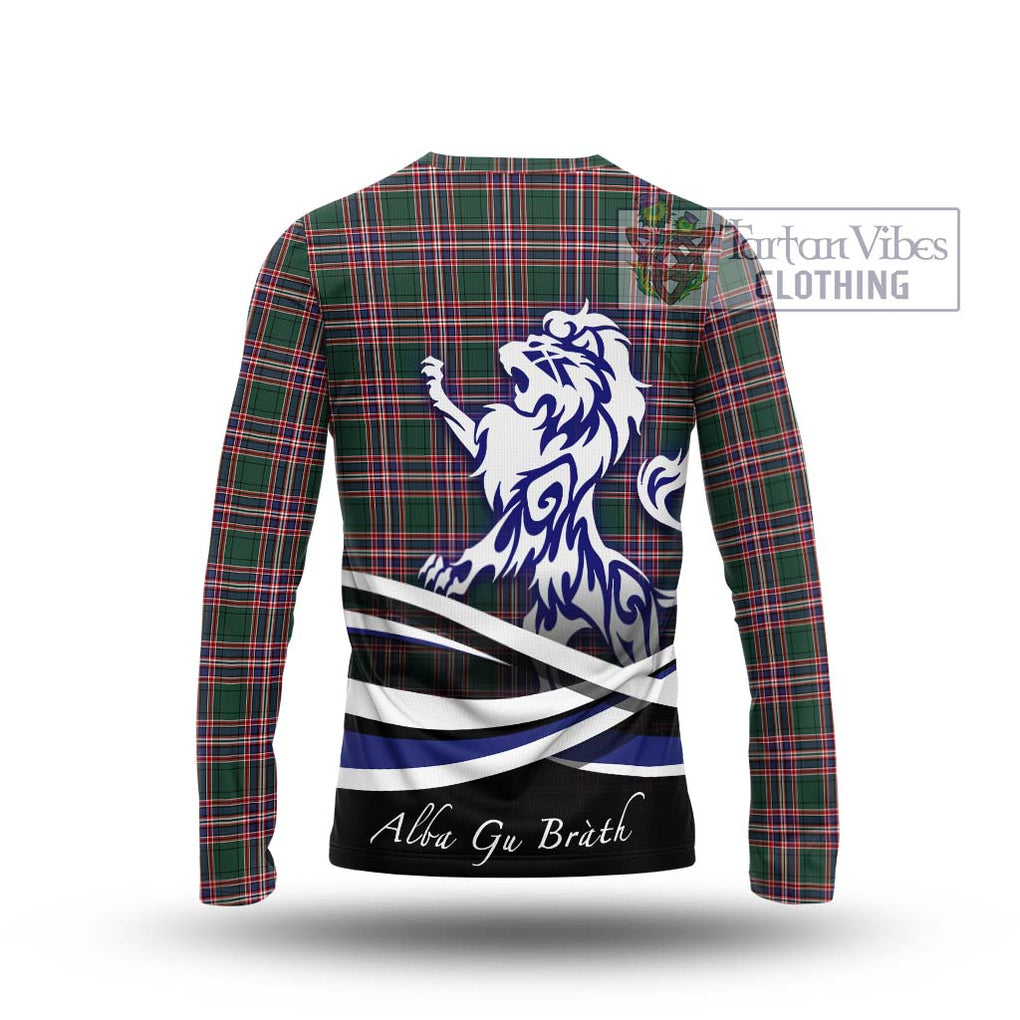 MacFarlane Hunting Modern Tartan Long Sleeve T-Shirt with Alba Gu Brath Regal Lion Emblem - Tartanvibesclothing Shop