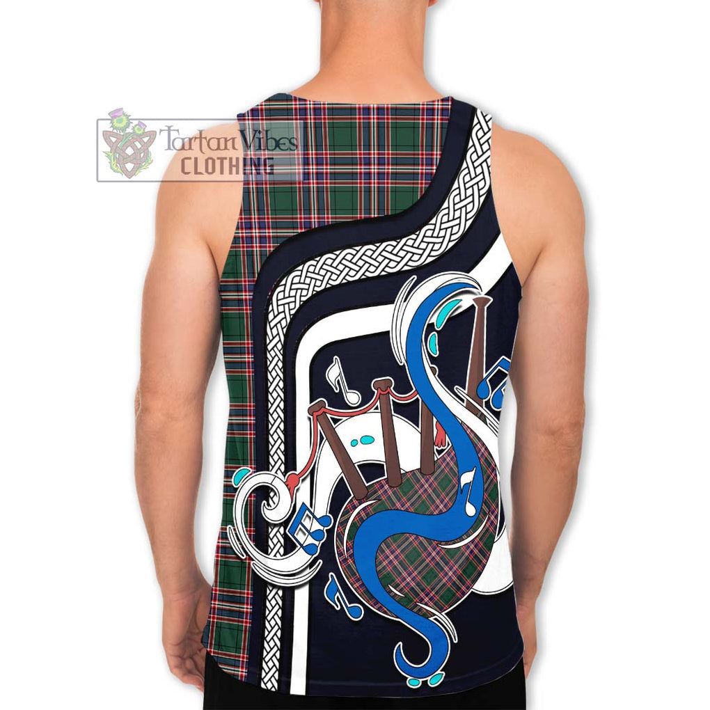 MacFarlane Hunting Modern Tartan Men's Tank Top with Epic Bagpipe Style - Tartanvibesclothing Shop