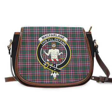 MacFarlane Hunting Modern Tartan Saddle Bag with Family Crest