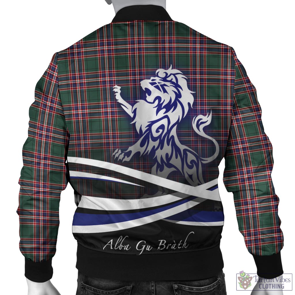 Tartan Vibes Clothing MacFarlane Hunting Modern Tartan Bomber Jacket with Alba Gu Brath Regal Lion Emblem