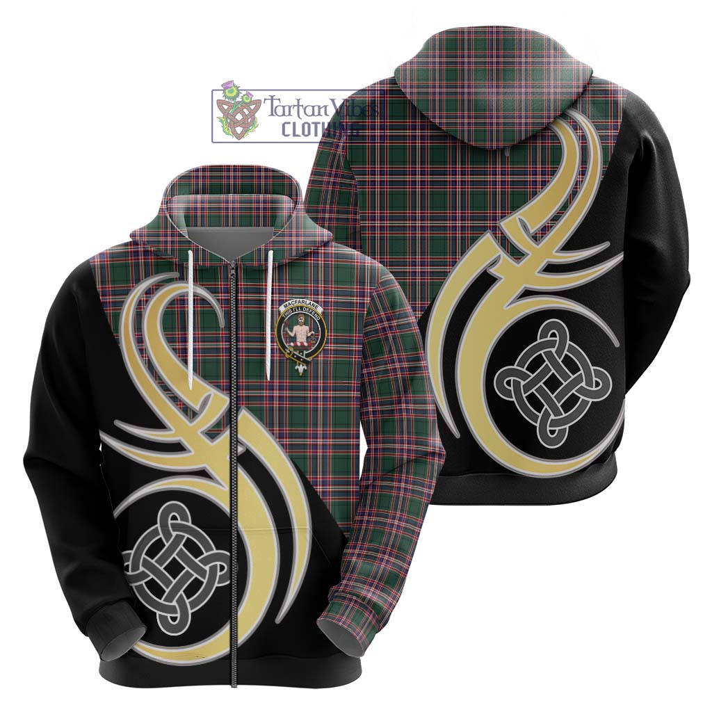 Tartan Vibes Clothing MacFarlane Hunting Modern Tartan Hoodie with Family Crest and Celtic Symbol Style