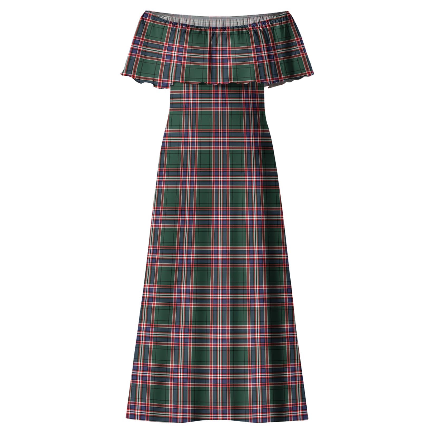 MacFarlane Hunting Modern Tartan Off Shoulder Long Dress - Tartanvibesclothing