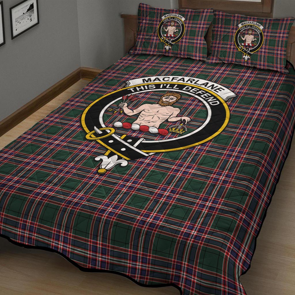 MacFarlane Hunting Modern Tartan Quilt Bed Set with Family Crest - Tartanvibesclothing