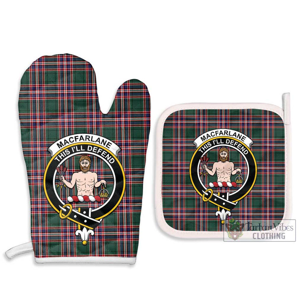 MacFarlane Hunting Modern Tartan Combo Oven Mitt & Pot-Holder with Family Crest Combo 1 Oven Mitt & 2 Pot-Holder White - Tartan Vibes Clothing