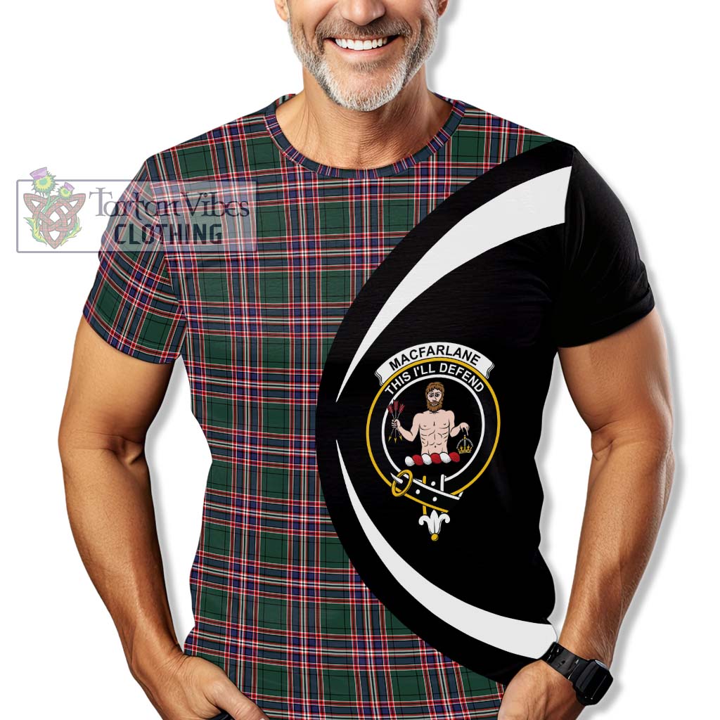 Tartan Vibes Clothing MacFarlane Hunting Modern Tartan T-Shirt with Family Crest Circle Style