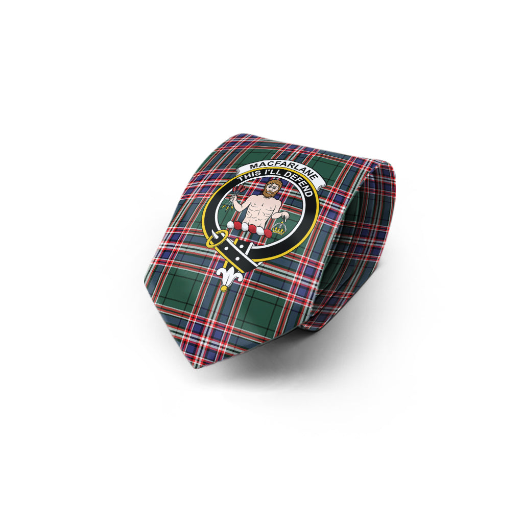 MacFarlane Hunting Modern Tartan Classic Necktie with Family Crest - Tartan Vibes Clothing