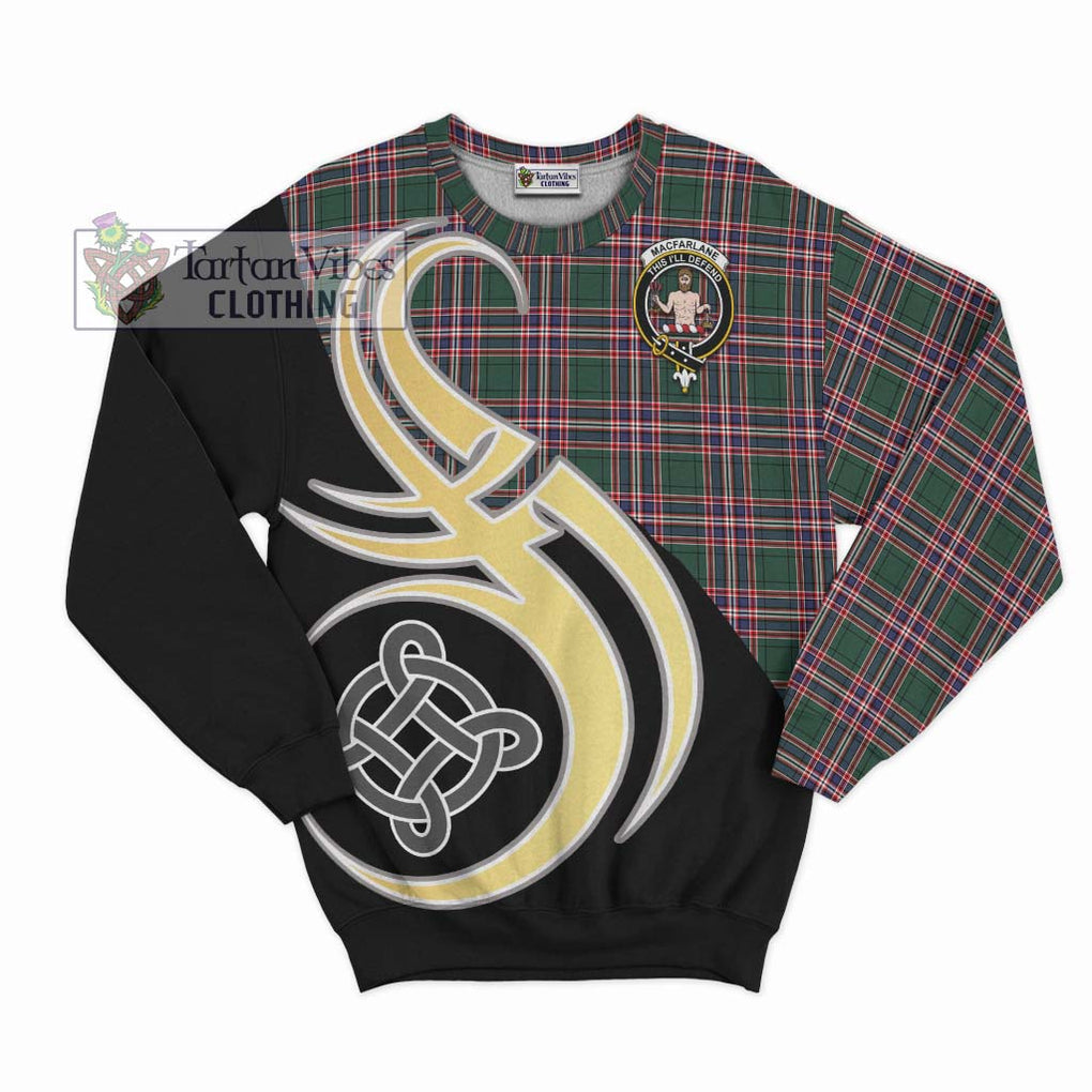 MacFarlane Hunting Modern Tartan Sweatshirt with Family Crest and Celtic Symbol Style - Tartan Vibes Clothing