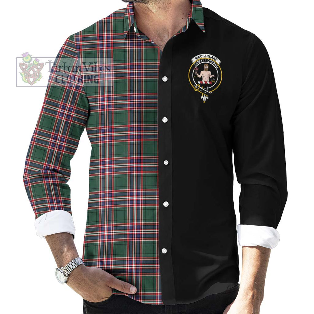 MacFarlane Hunting Modern Tartan Long Sleeve Button Shirt with Family Crest and Half Of Me Style - Tartanvibesclothing Shop