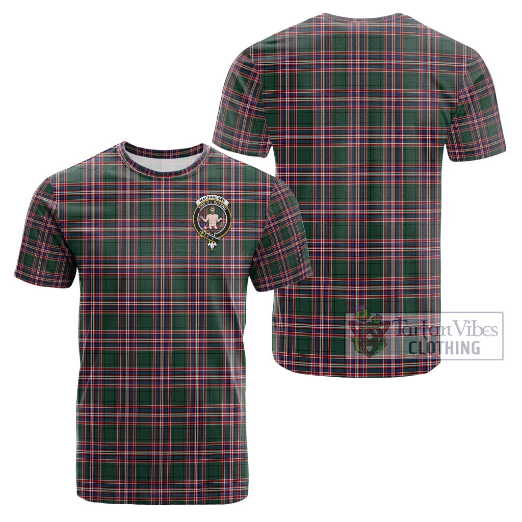 Tartan Vibes Clothing MacFarlane Hunting Modern Tartan Cotton T-Shirt with Family Crest