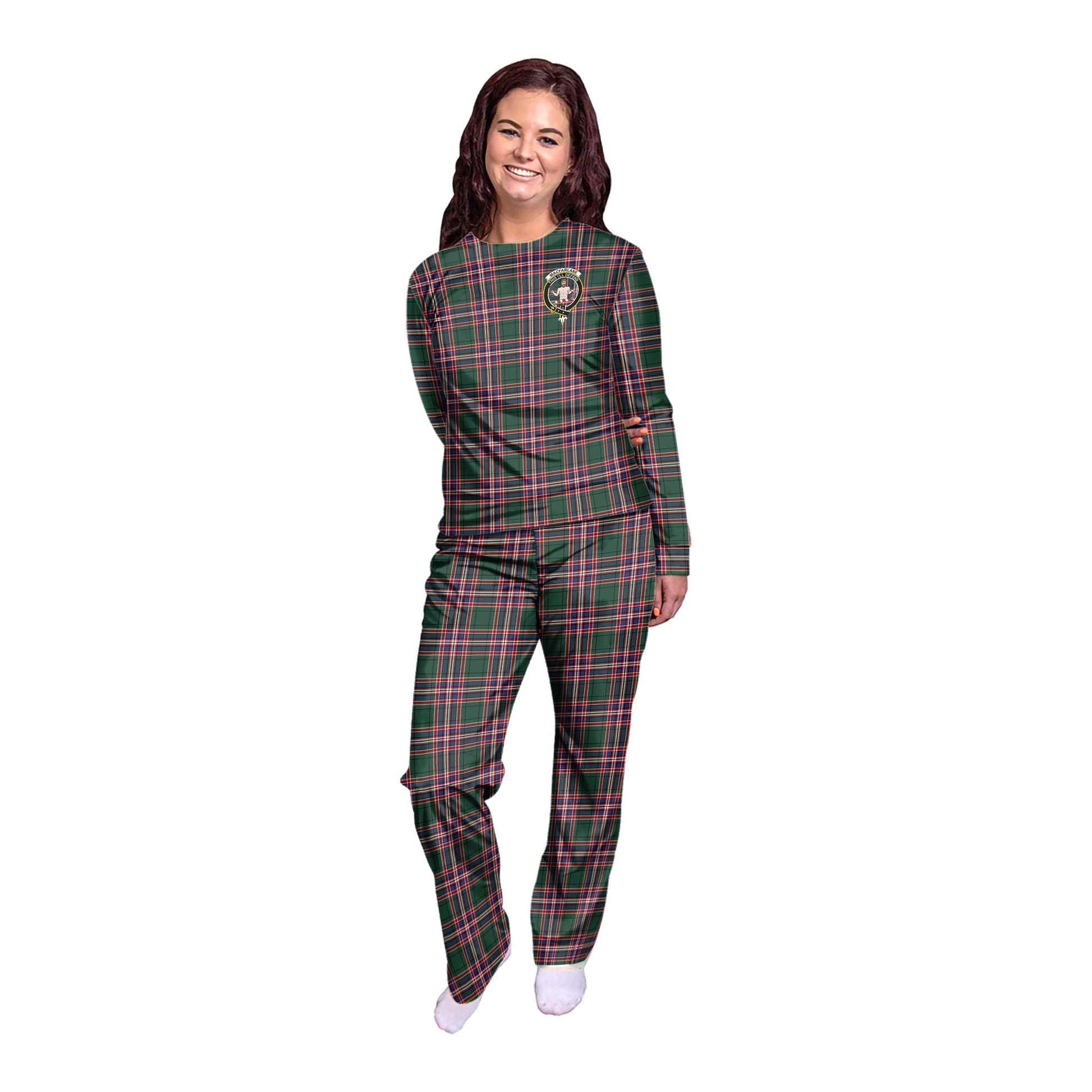 MacFarlane Hunting Modern Tartan Pajamas Family Set with Family Crest - Tartanvibesclothing