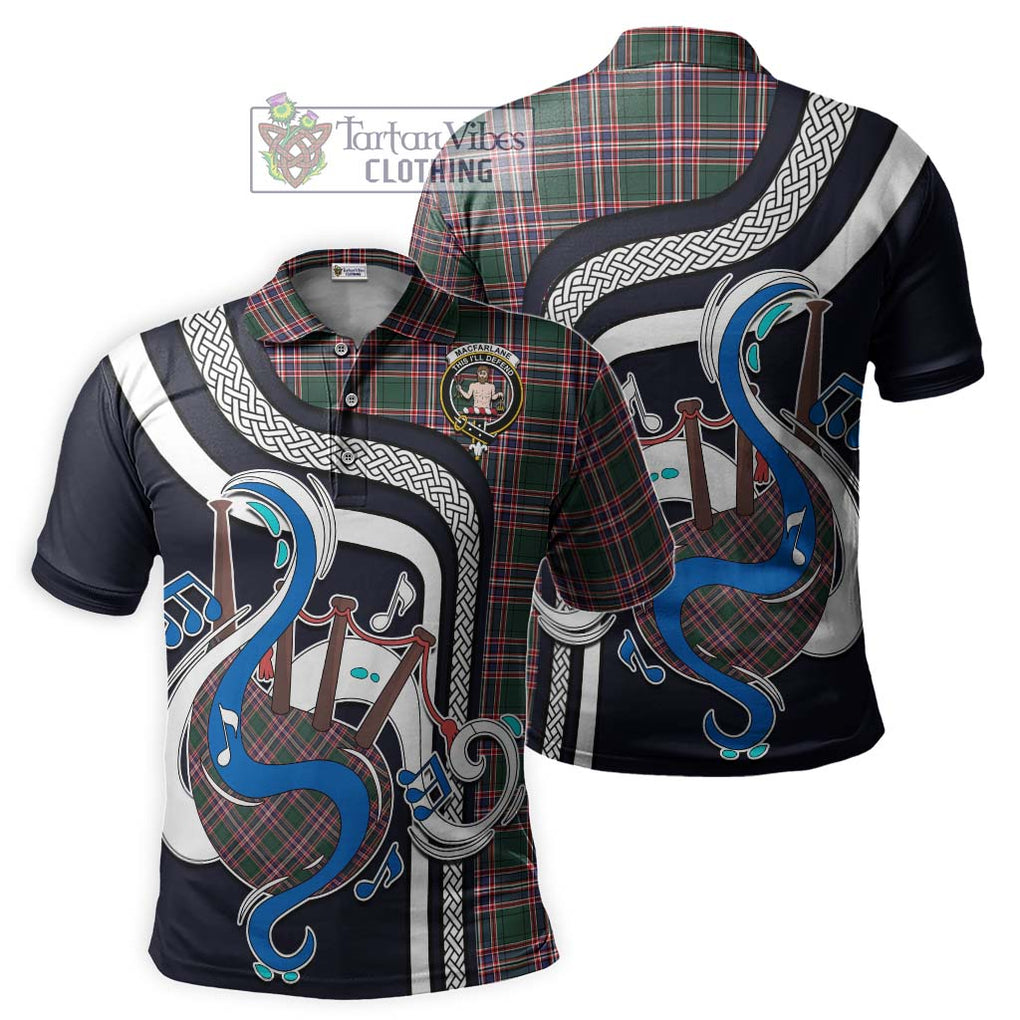 Tartan Vibes Clothing MacFarlane Hunting Modern Tartan Polo Shirt with Epic Bagpipe Style